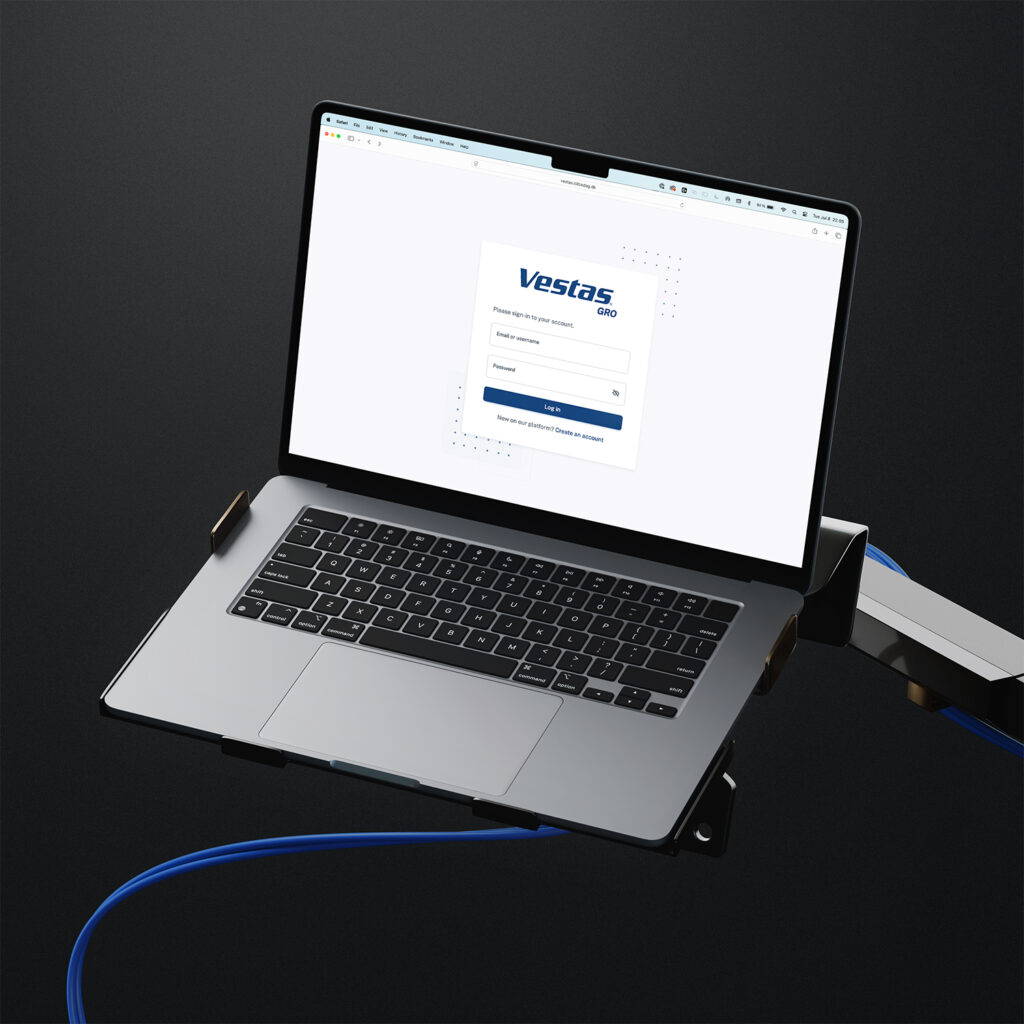 Vestas login side til rapporteringssystem