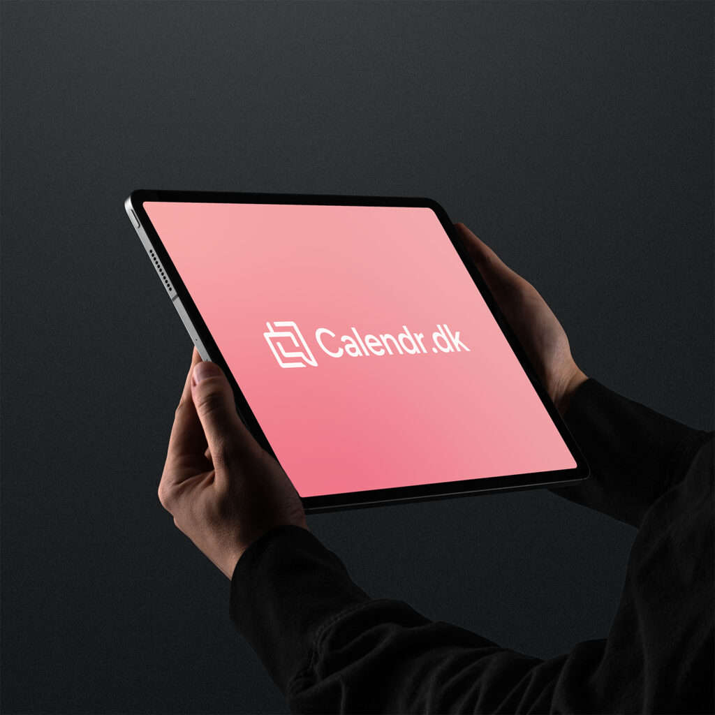 Calendr.dk visuel identitet på en ipad