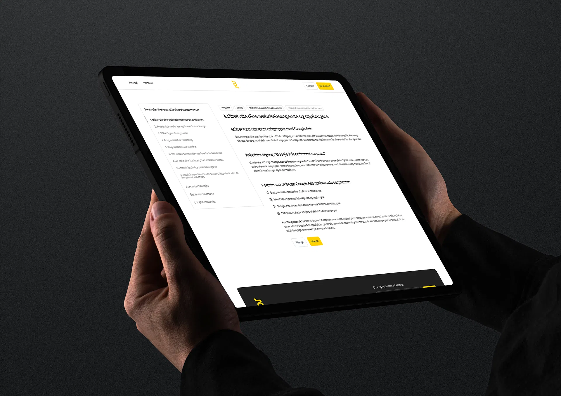 GoogleAds.dk SEO underside på en Tablet