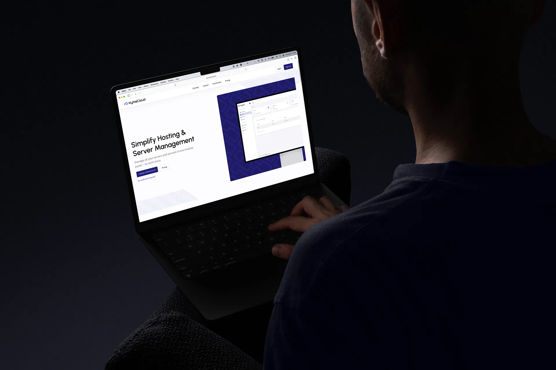KymaCloud hjemmeside i WordPress og Elementor som forside til backend systemet