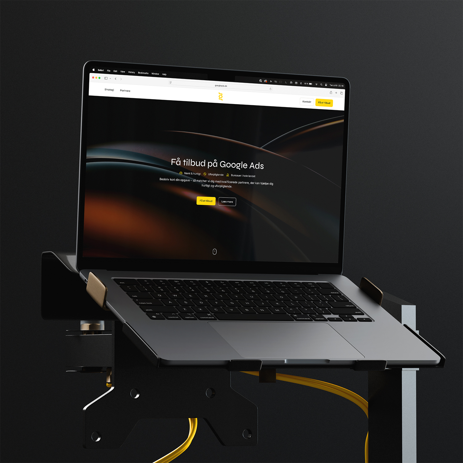 GoogleAds.dk WordPress elementor forside billede på en moderne macbook
