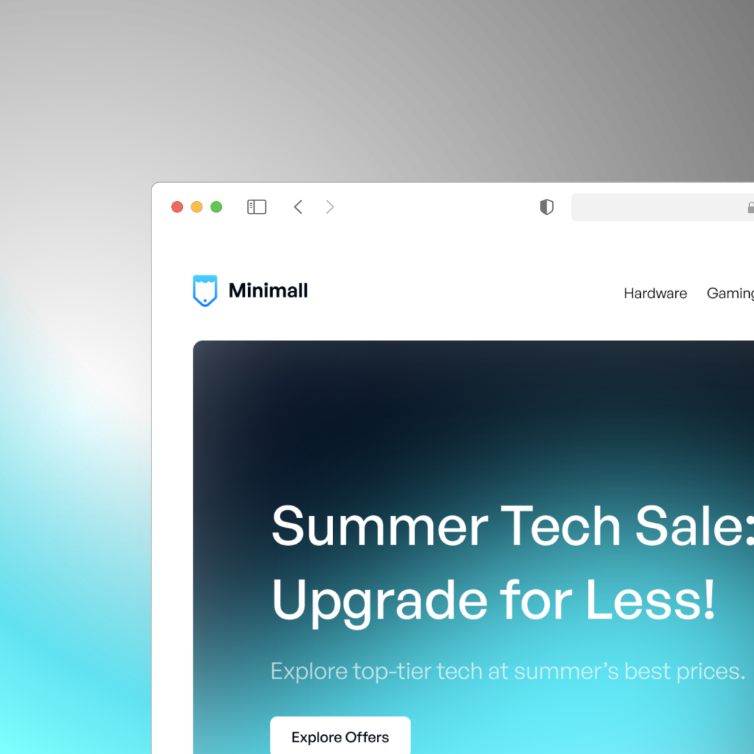 Hjemmeside mockup til Minimall